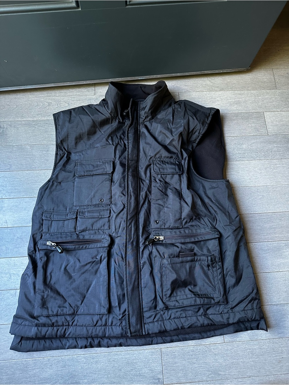 Vtg Gap Vest Men XL Black Utility Tactical Military Full Zip Fleece Lined 90s